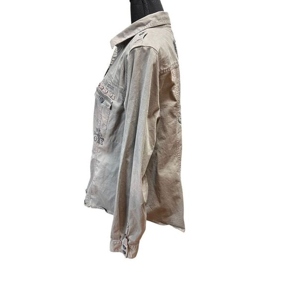 Harley Davidson woman’s 2xl military faded green button up motorcycle shirt - Picture 2 of 7